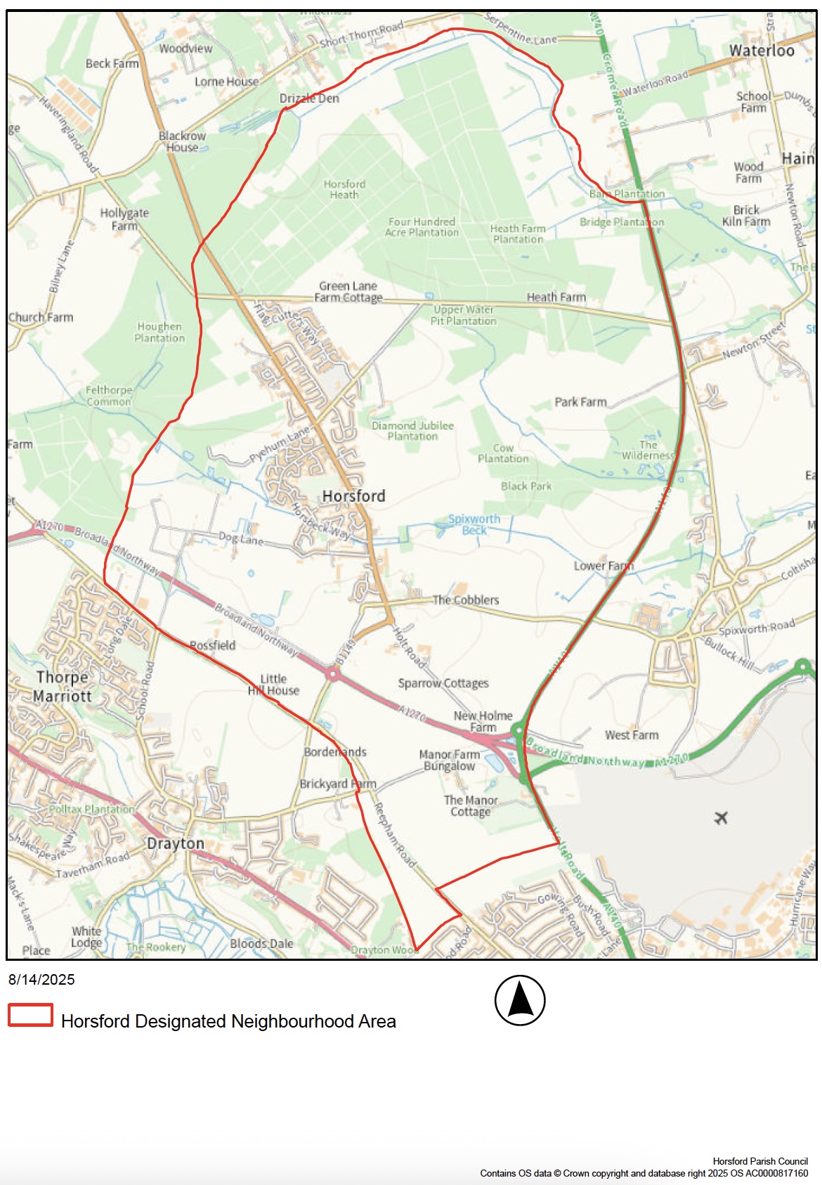 Map of Horsford Designated Neighbourhood Area
